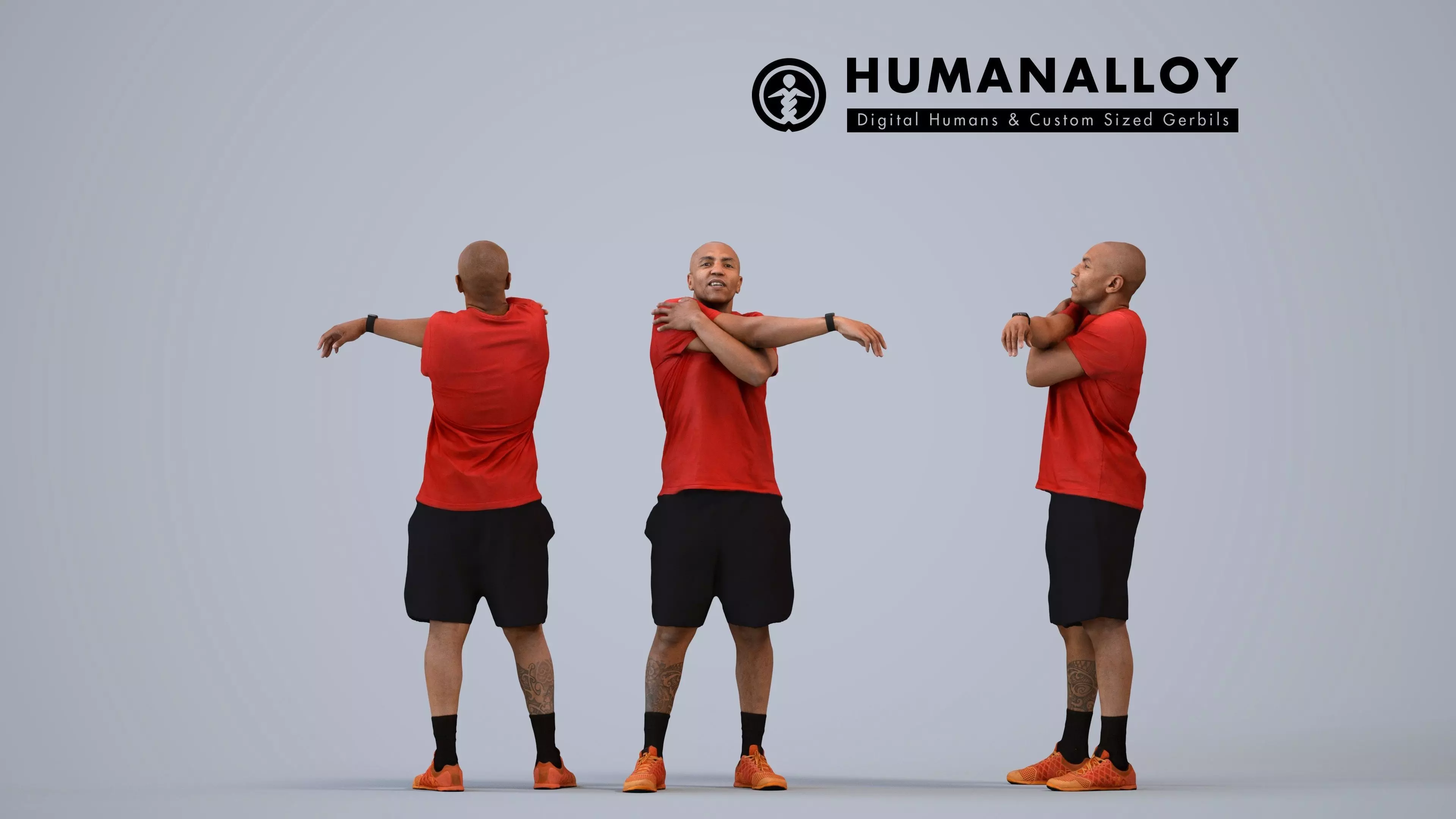 00373Carl005 - Adult Black male exercising in athletic wear for 3D model