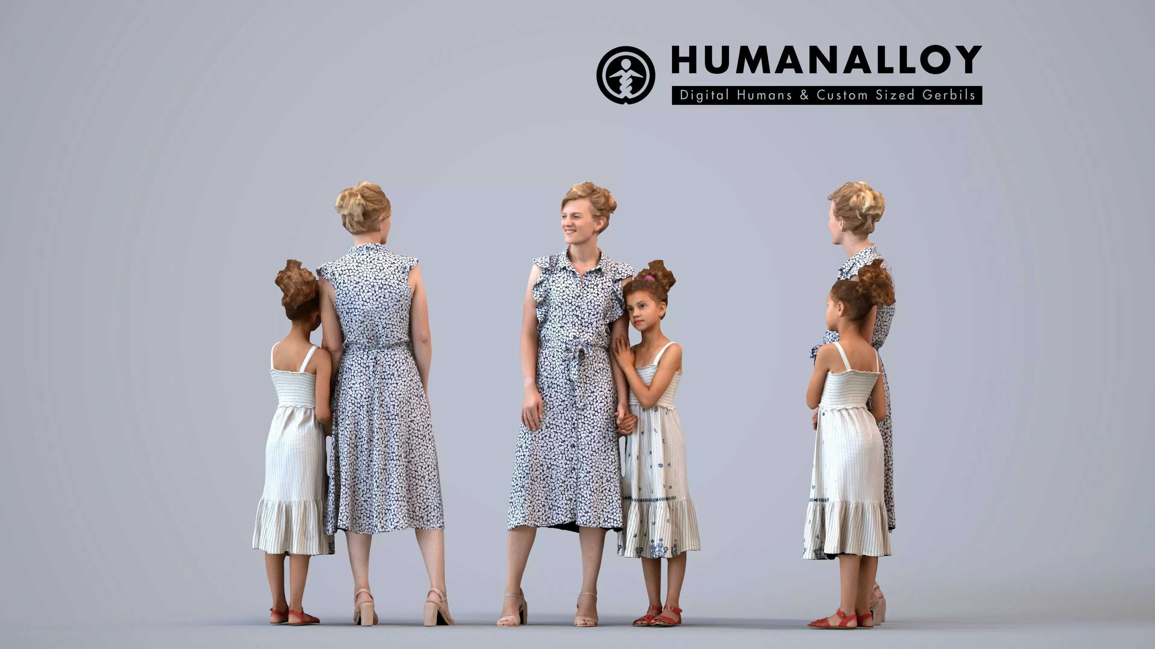 00376Evie005 - Mixed-race Caucasian woman and child bonding in 3D model