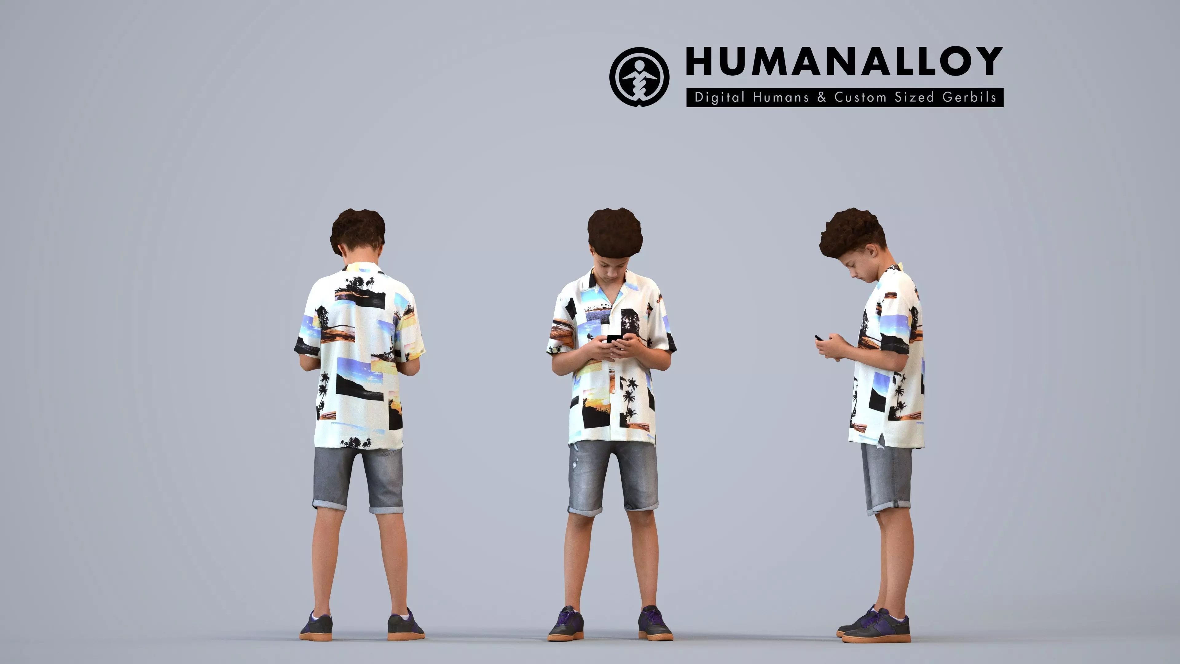 00378Lucas012 - Teen mixed-race male standing publicly with 3D model