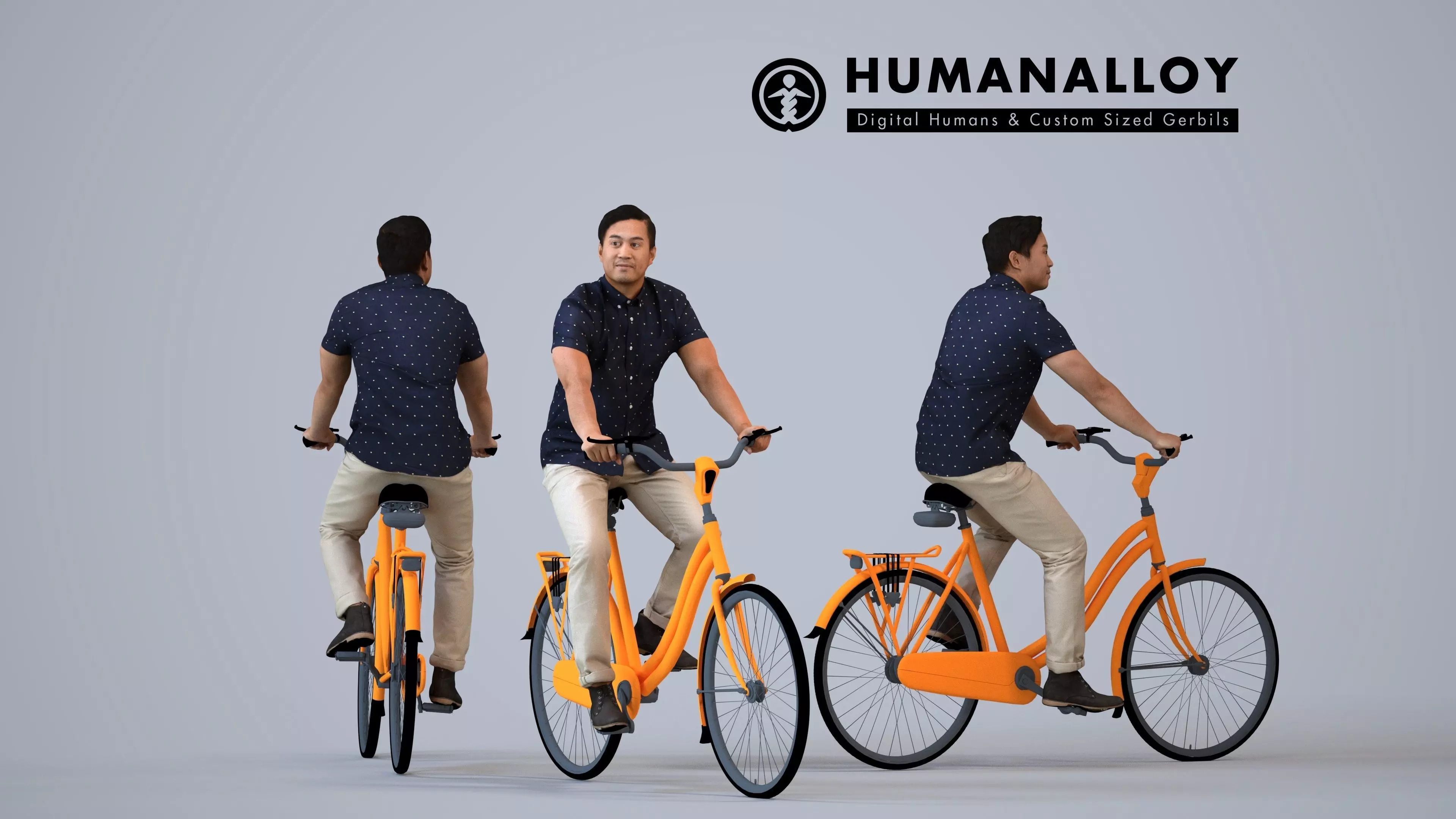 00381Mansur011 - Adult Asian man cycling through public space 3D model