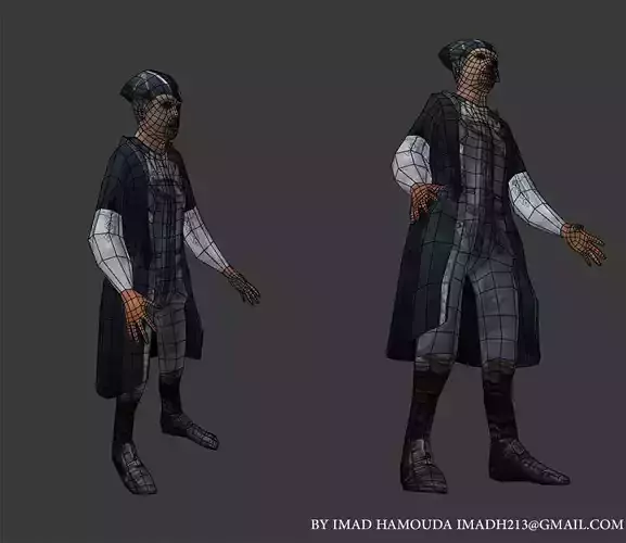 character 3d man dressed in coat and hat 3D print model