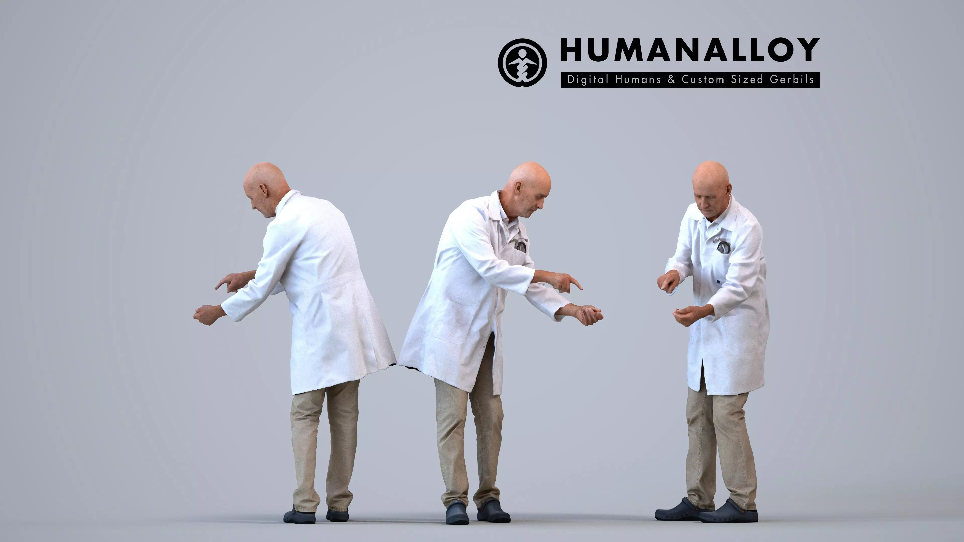 00396James005 - Senior Caucasian male presenting in medical 3D model