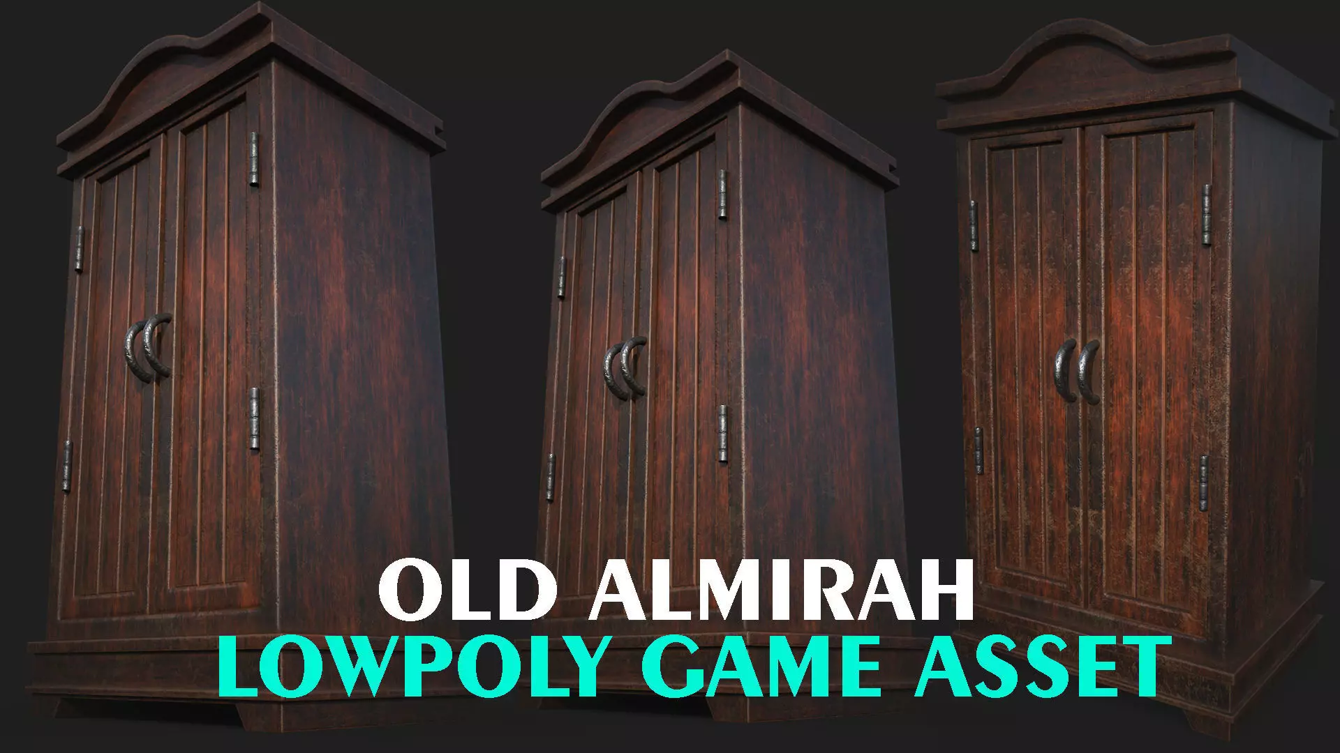 old wooden almira lowpoly game asset Low-poly 3D model