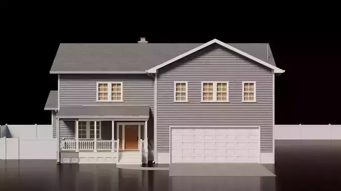 American Cottage House 3 Low-poly 3D model 5