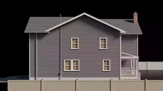 American Cottage House 3 Low-poly 3D model 7