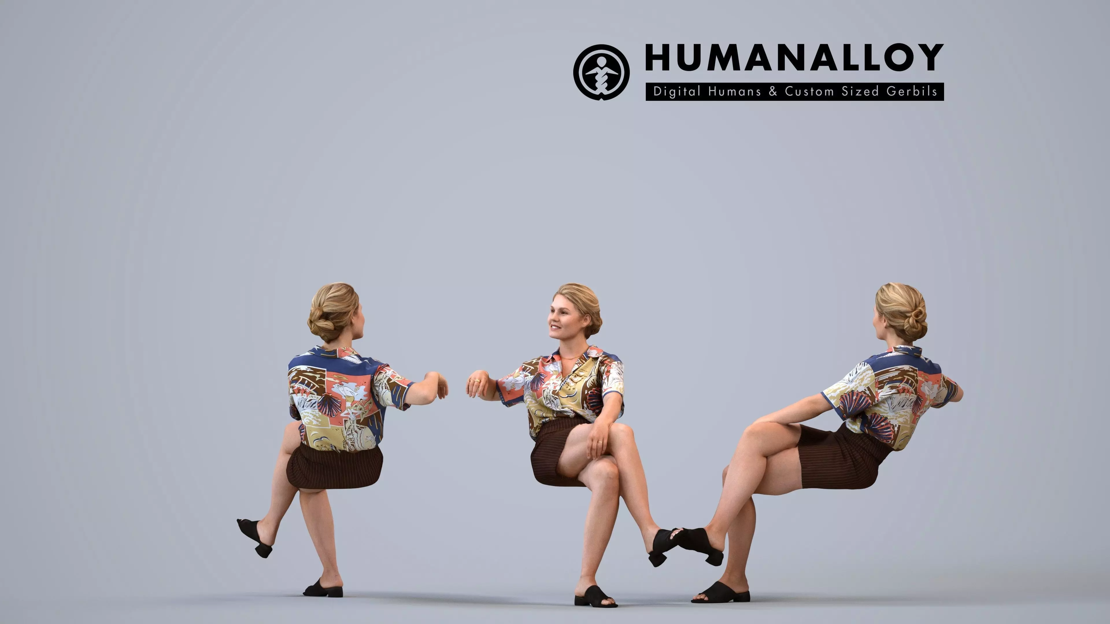 00402Mila015 - Adult Caucasian woman relaxing at home in 3D model