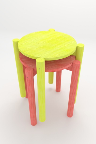 Karimoku New Standard Castor Stool Plus Free 3D model