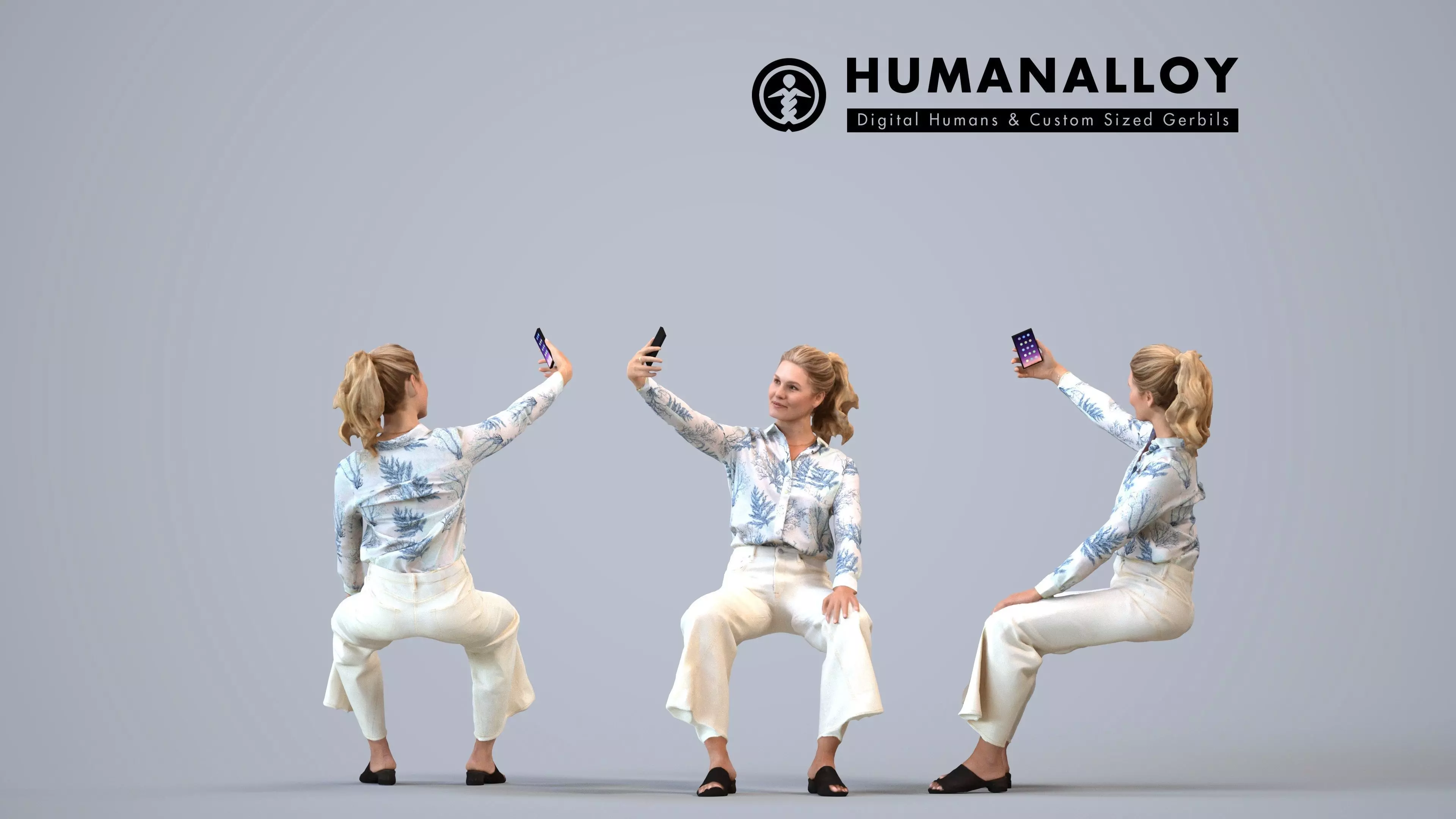 00404Mila011 - Adult Caucasian woman taking photo with 3D model