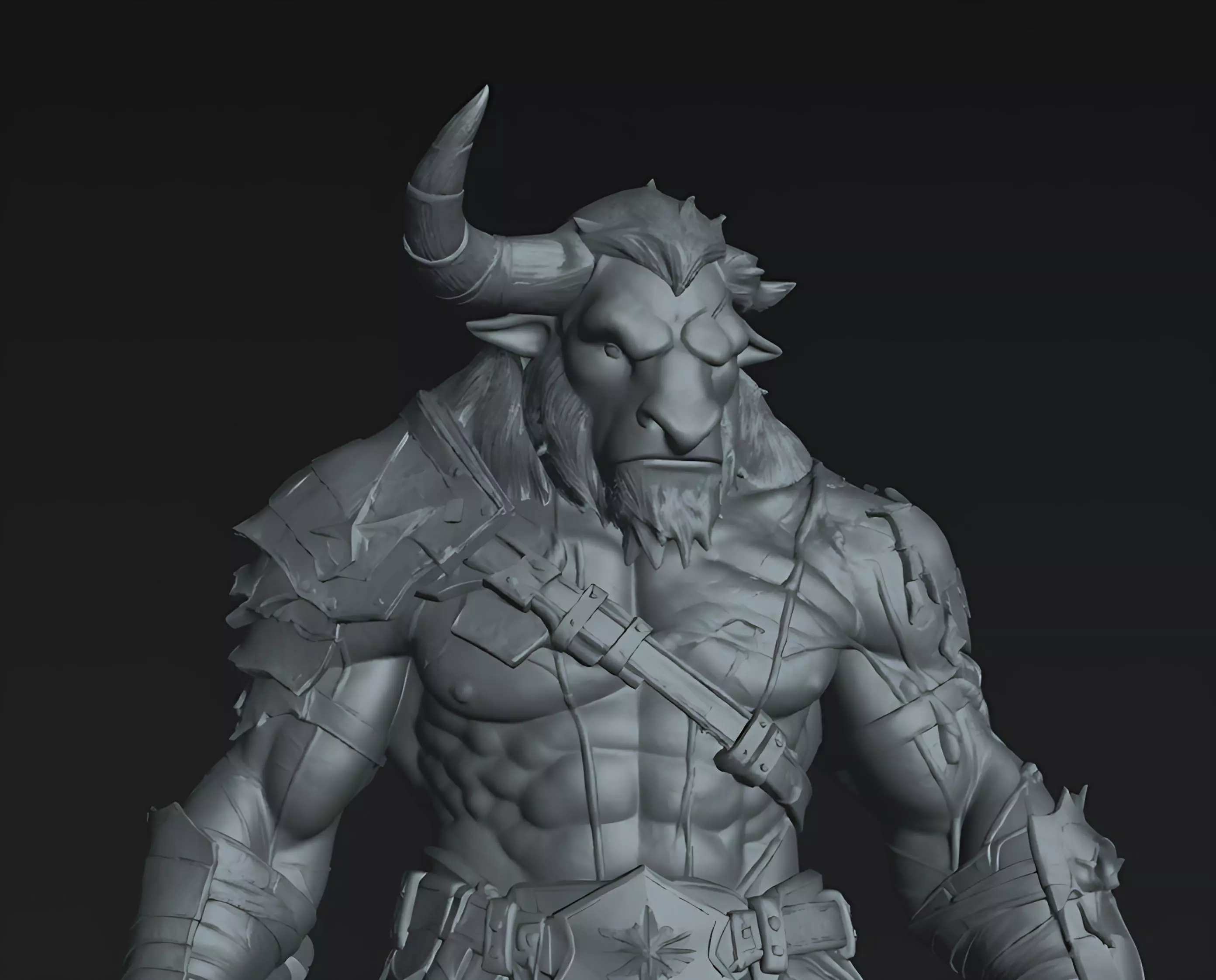 Minotaur Gorath Ironhorn Warlord 75mm STL 3D Print Miniature 3D print model