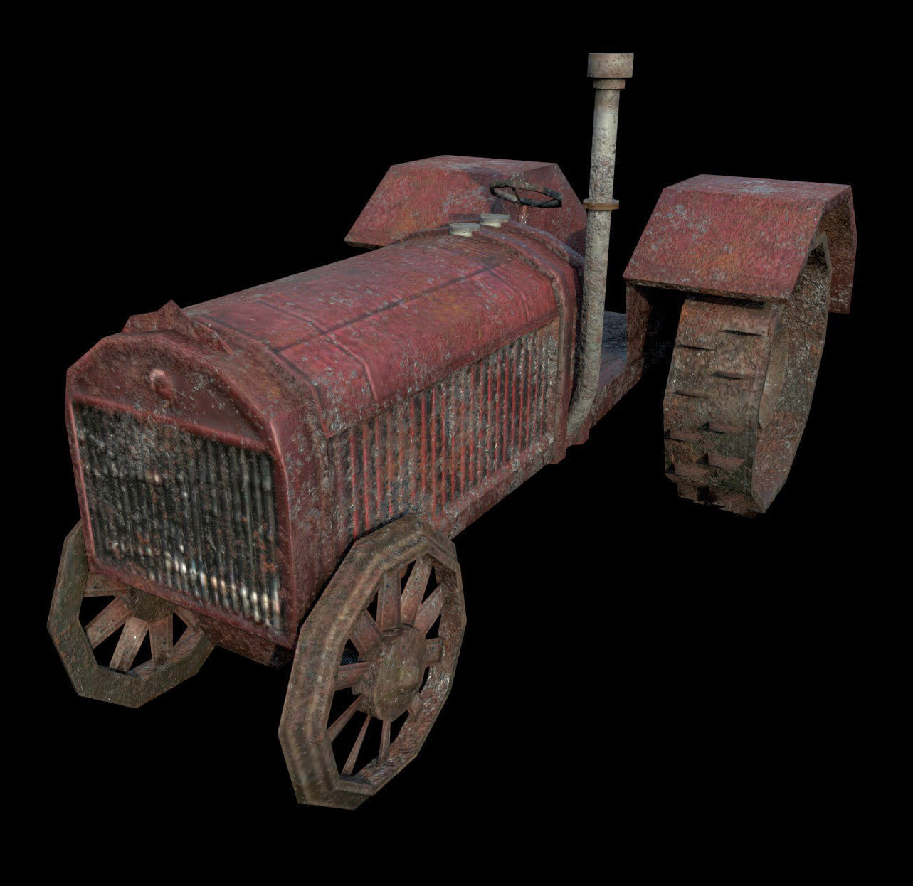 Tractor - PBR - Dirty Textured Low-poly 3D model_2