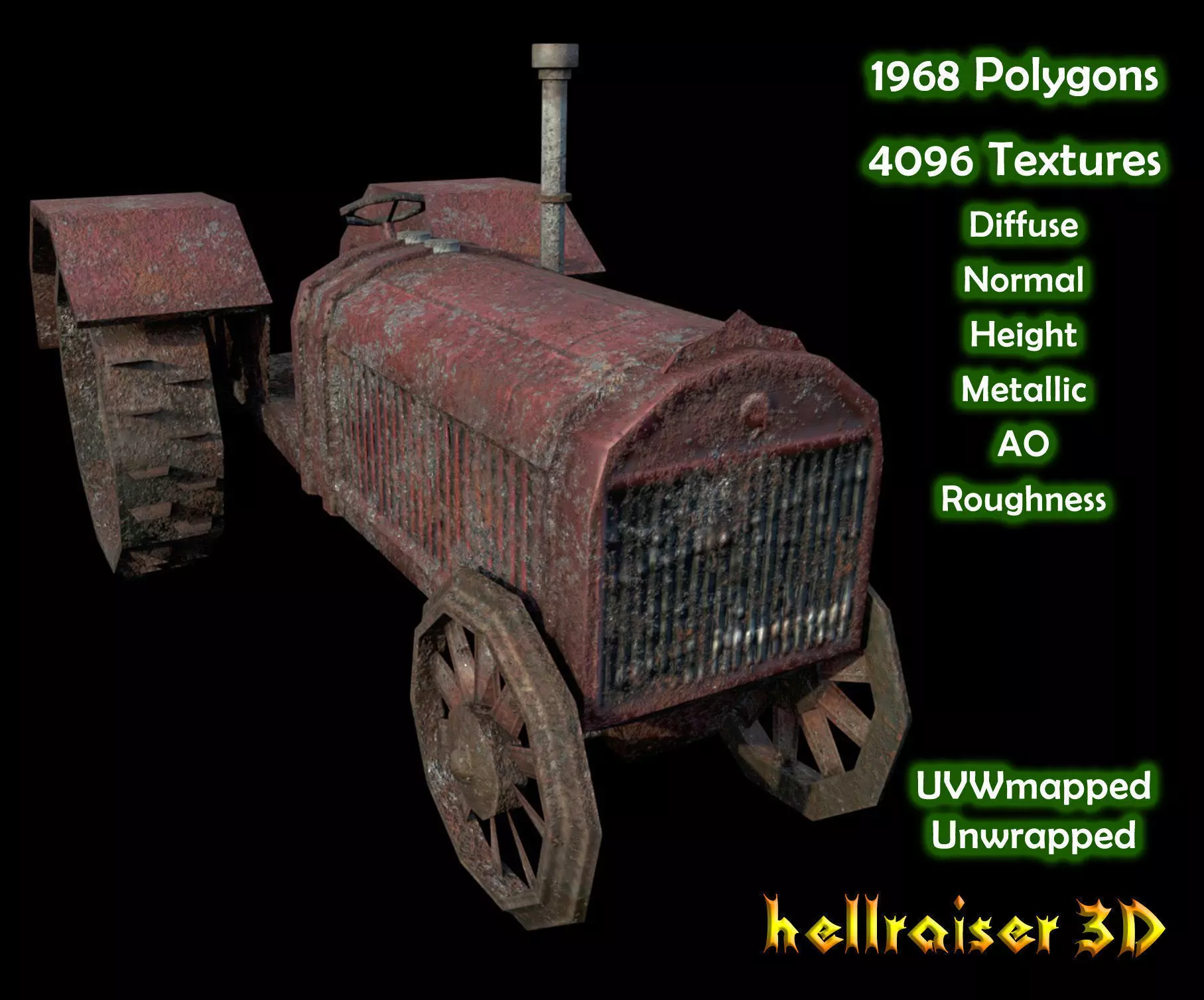 Tractor - PBR - Dirty Textured Low-poly 3D model_0