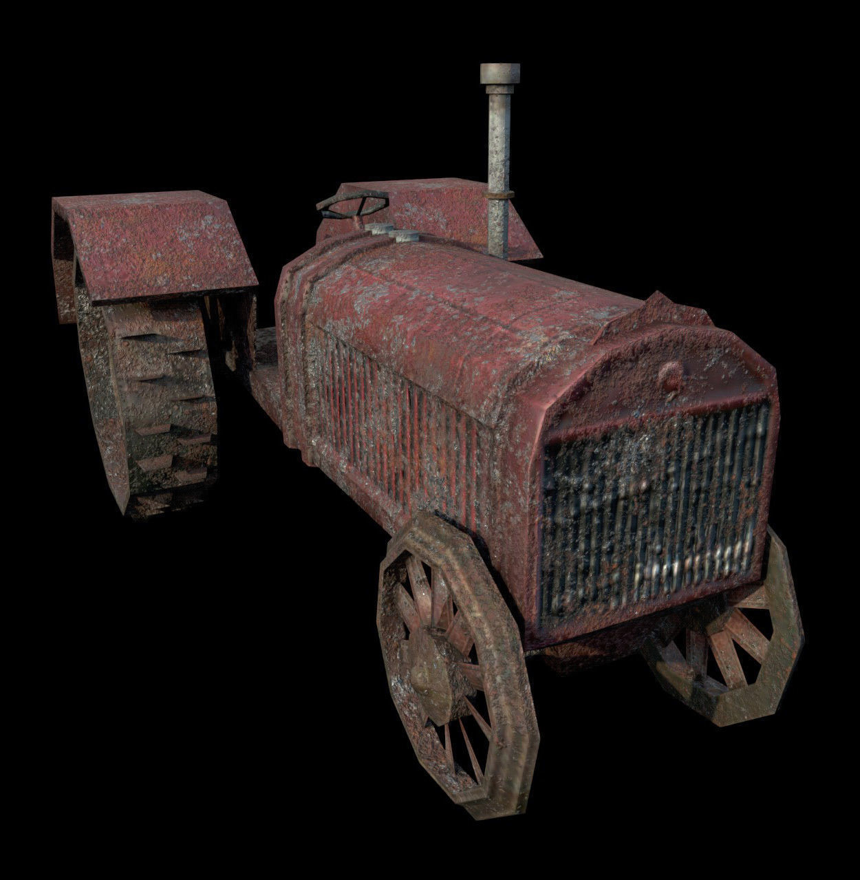 Tractor - PBR - Dirty Textured Low-poly 3D model_1