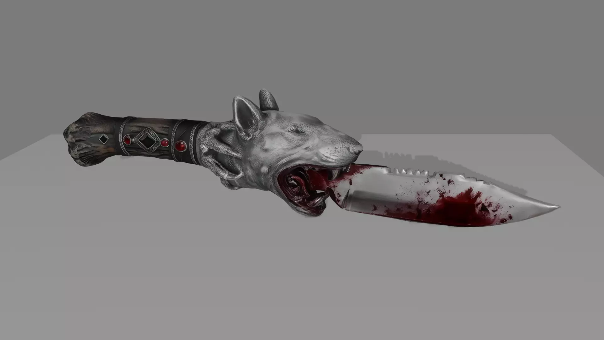 Bull Terrier Head Survival Knife 3D Model DVL 3D Studio Low-poly 3D model