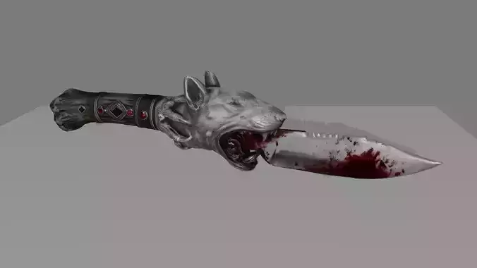 Bull Terrier Head Survival Knife 3D Model DVL 3D Studio 