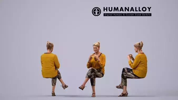 00412Noelle009 - Adult Caucasian woman eating at home in casual 3D model