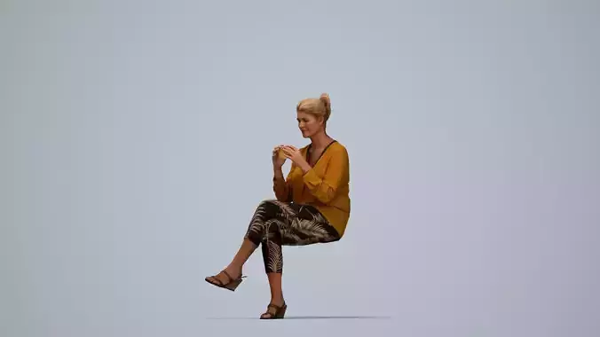 00412Noelle009 - Adult Caucasian woman eating at home in casual 3D model 6