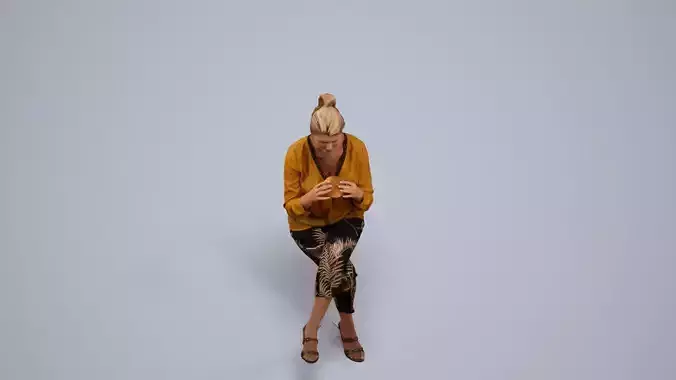 00412Noelle009 - Adult Caucasian woman eating at home in casual 3D model 5