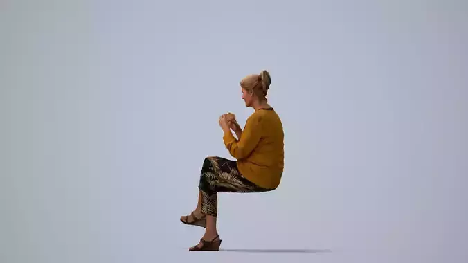 00412Noelle009 - Adult Caucasian woman eating at home in casual 3D model 2