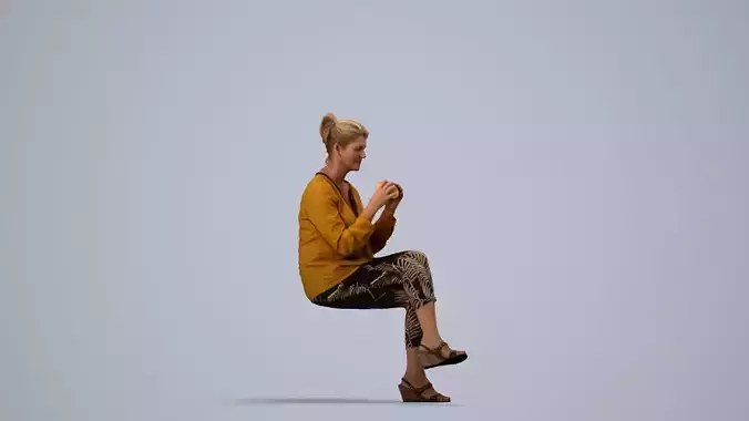 00412Noelle009 - Adult Caucasian woman eating at home in casual 3D model 4