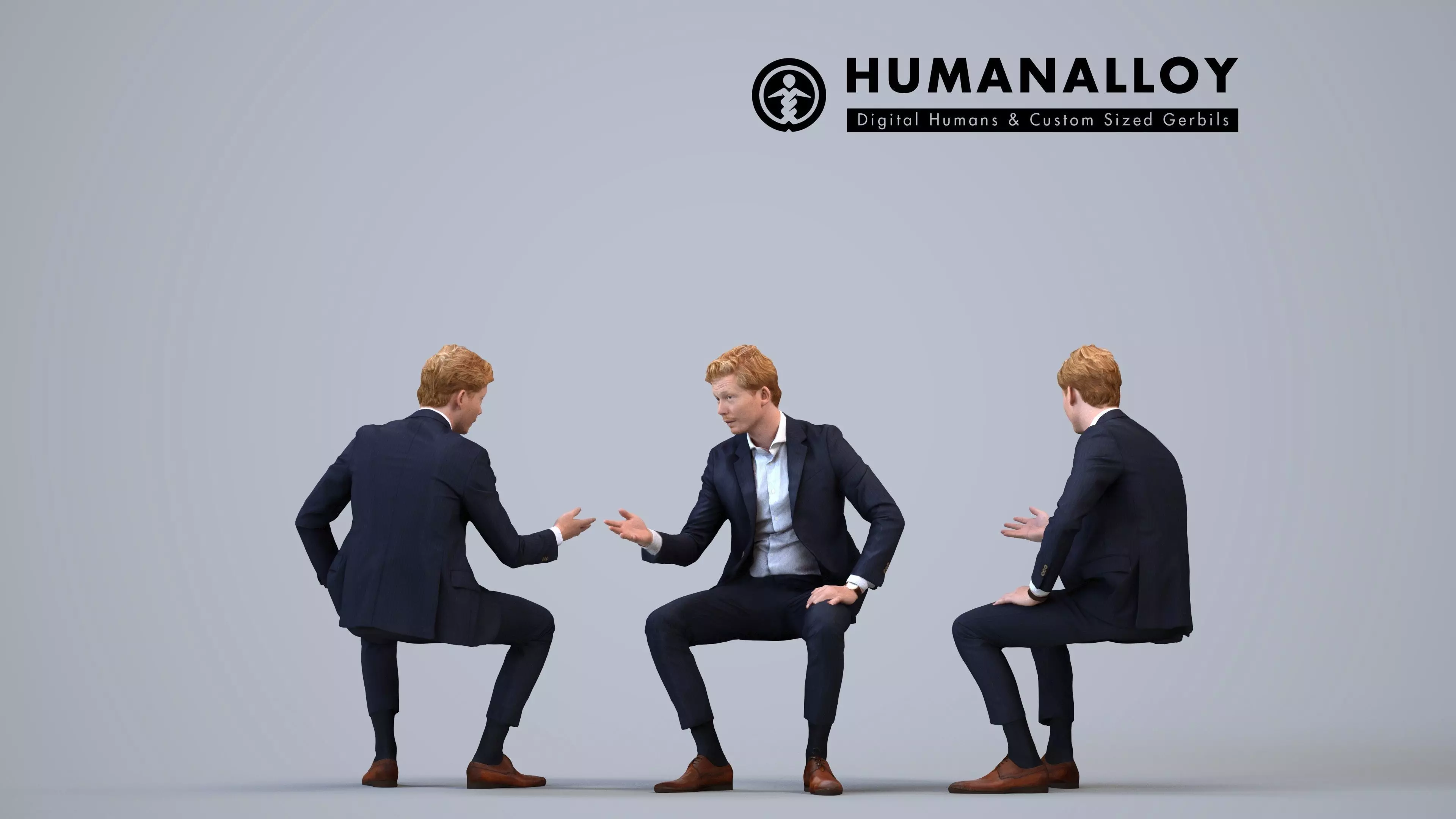 00416Wim012 - Adult Caucasian male talking while seated in 3D model