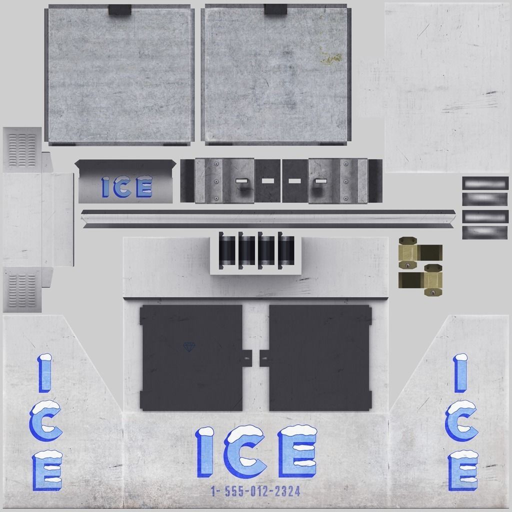 Ice Machine Low-poly 3D model_7