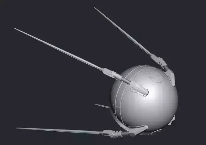 Sputnik spacecraft with two legs Low-poly 3D model