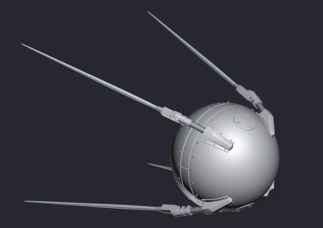 Sputnik spacecraft with two legs Low-poly 3D model_0