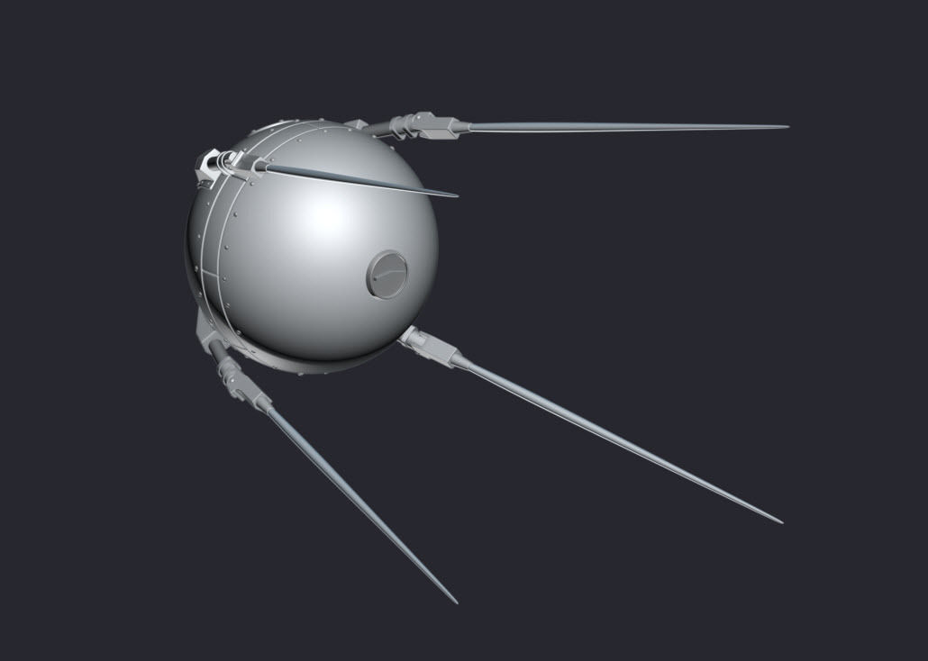 Sputnik spacecraft with two legs Low-poly 3D model_5