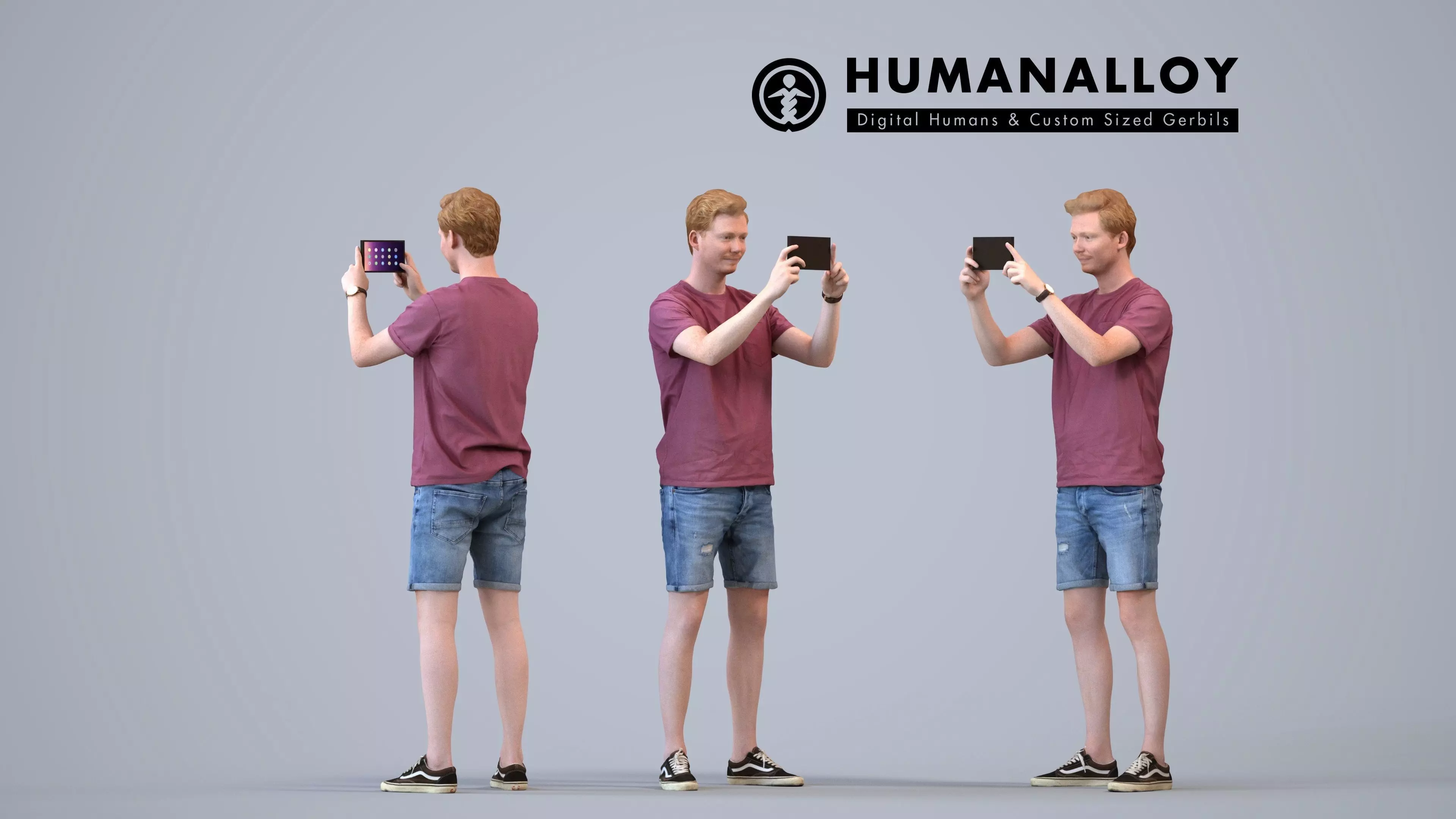 00420Wim016 - Adult Caucasian man taking photo with smartphone 3D model