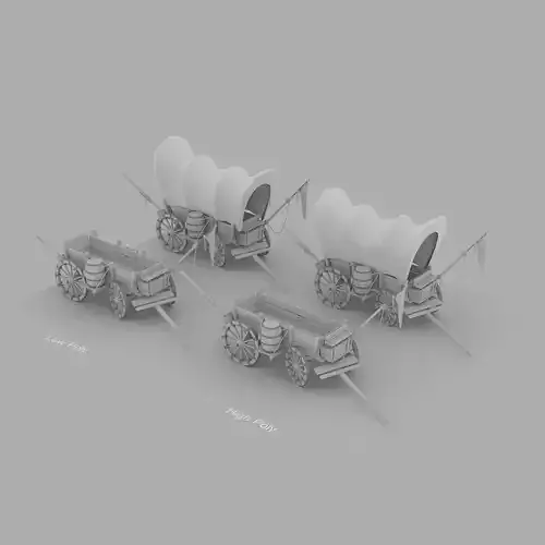 Cartoon Wagon Low-poly 3D model