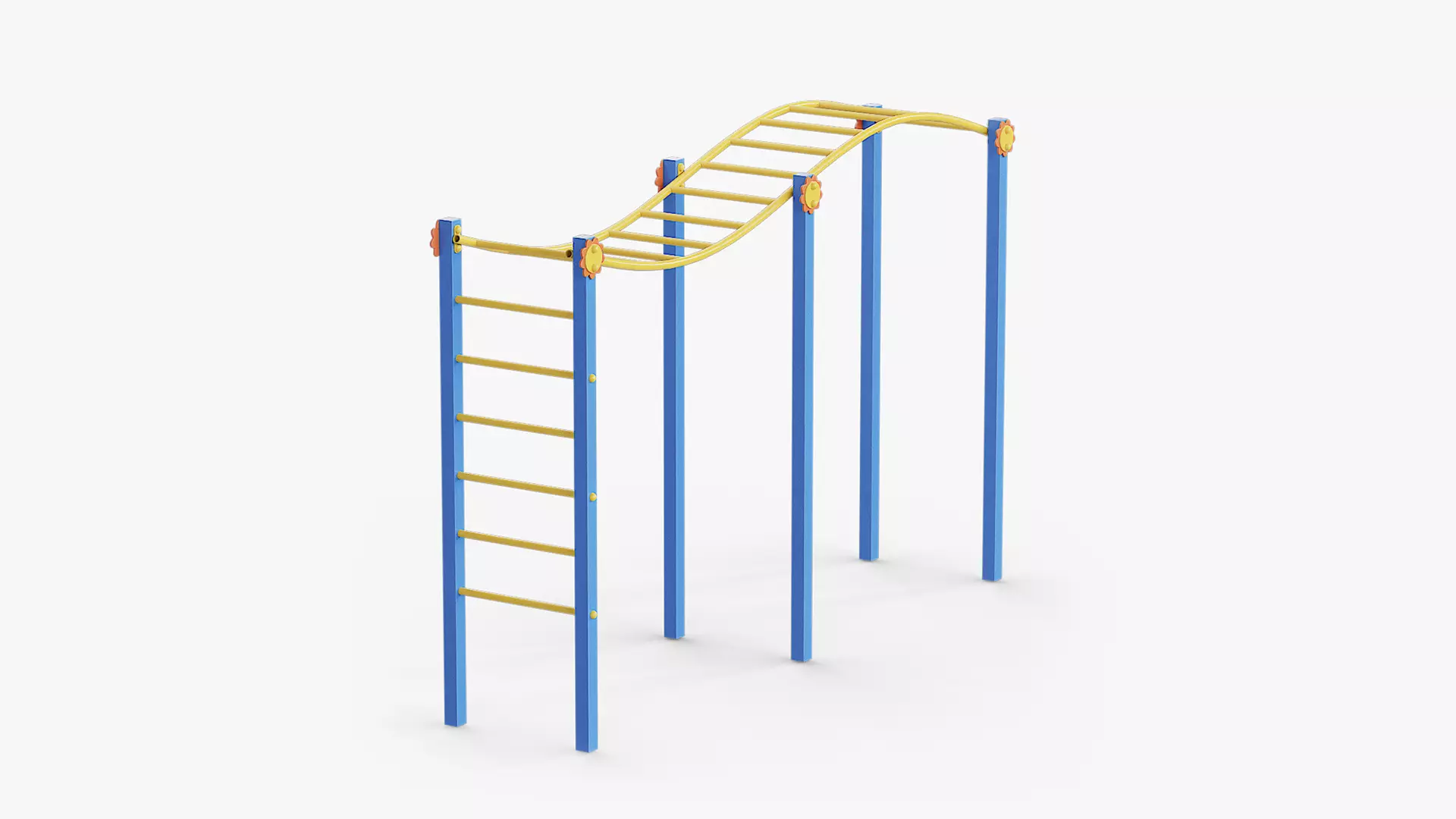 Monkey Bars Wave 01 Blue Low-poly 3D model