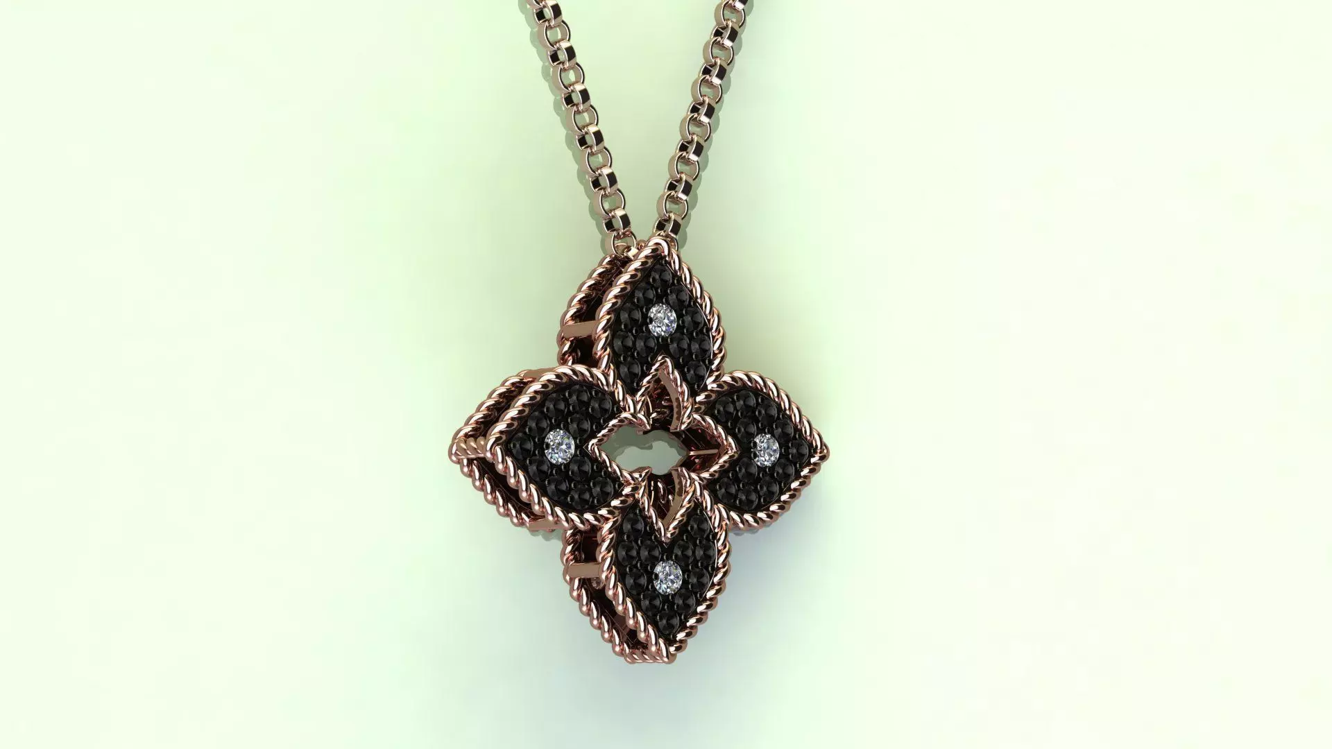 Venetian Princess flower pendant with black and white diamonds 3D print model