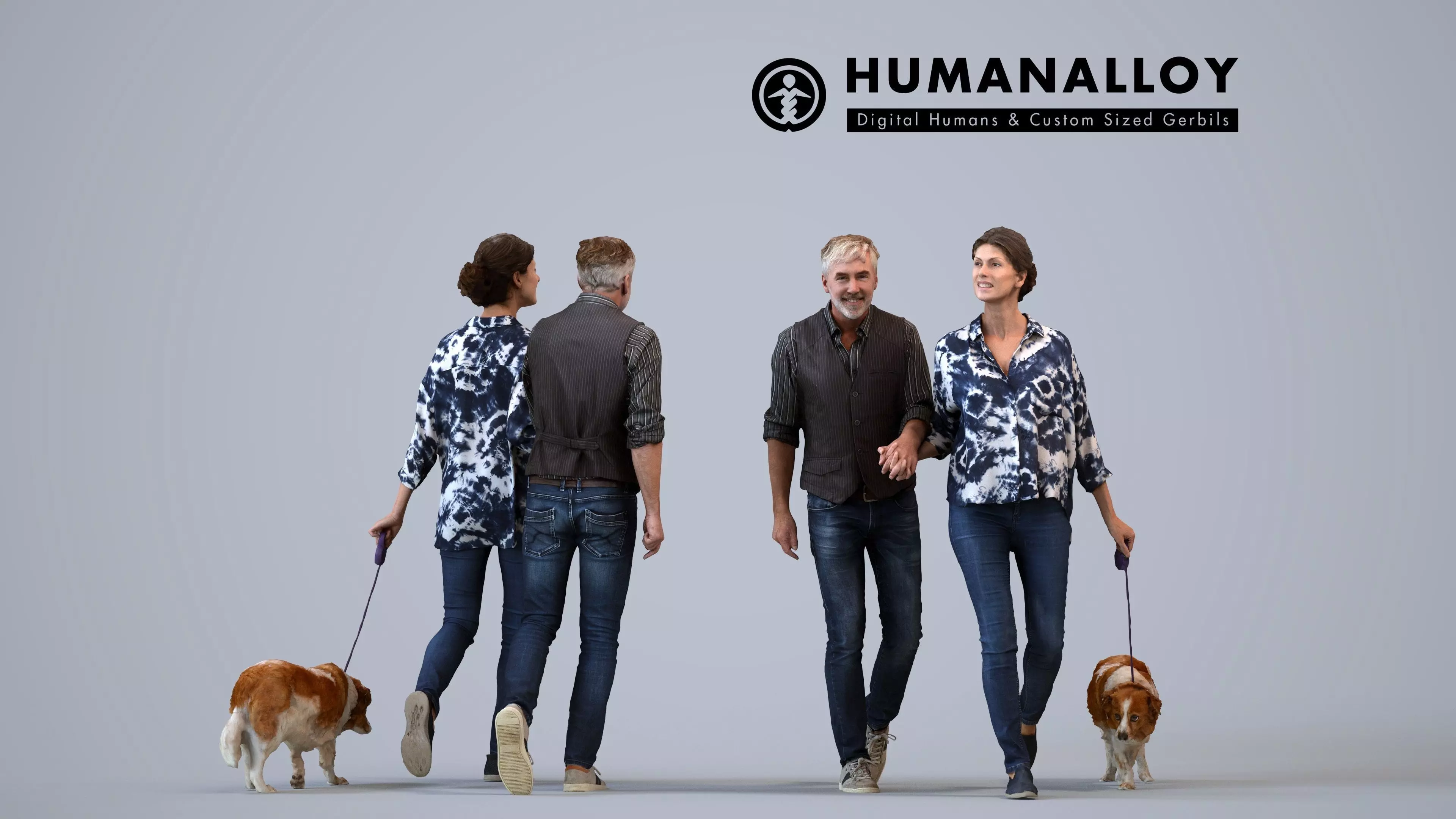 00443Adler012 - Adult Caucasian couple walking together in 3D model