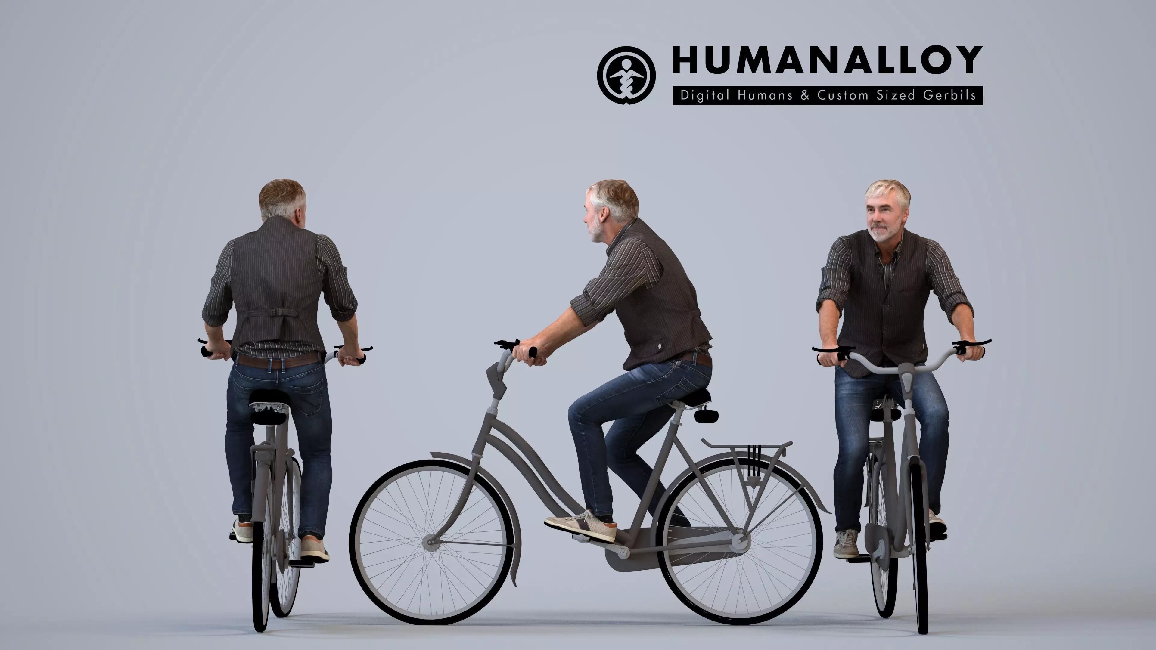 00443Adler023 - Adult Caucasian man cycling in public wearing 3D model