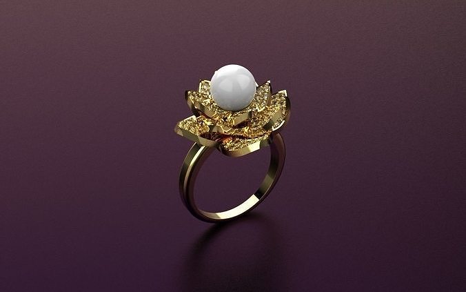 Ring Pearl Flowers -Jewelry 3D - AN-21 3D print model