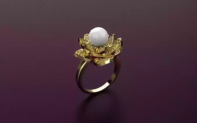 Ring Pearl Flowers -Jewelry 3D - AN-21