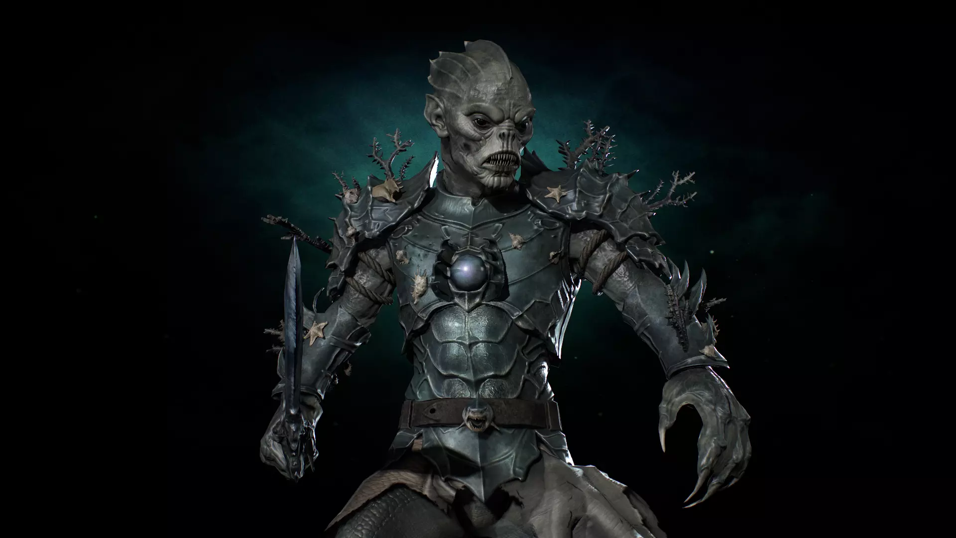 Merfolk Warrior Low-poly 3D model