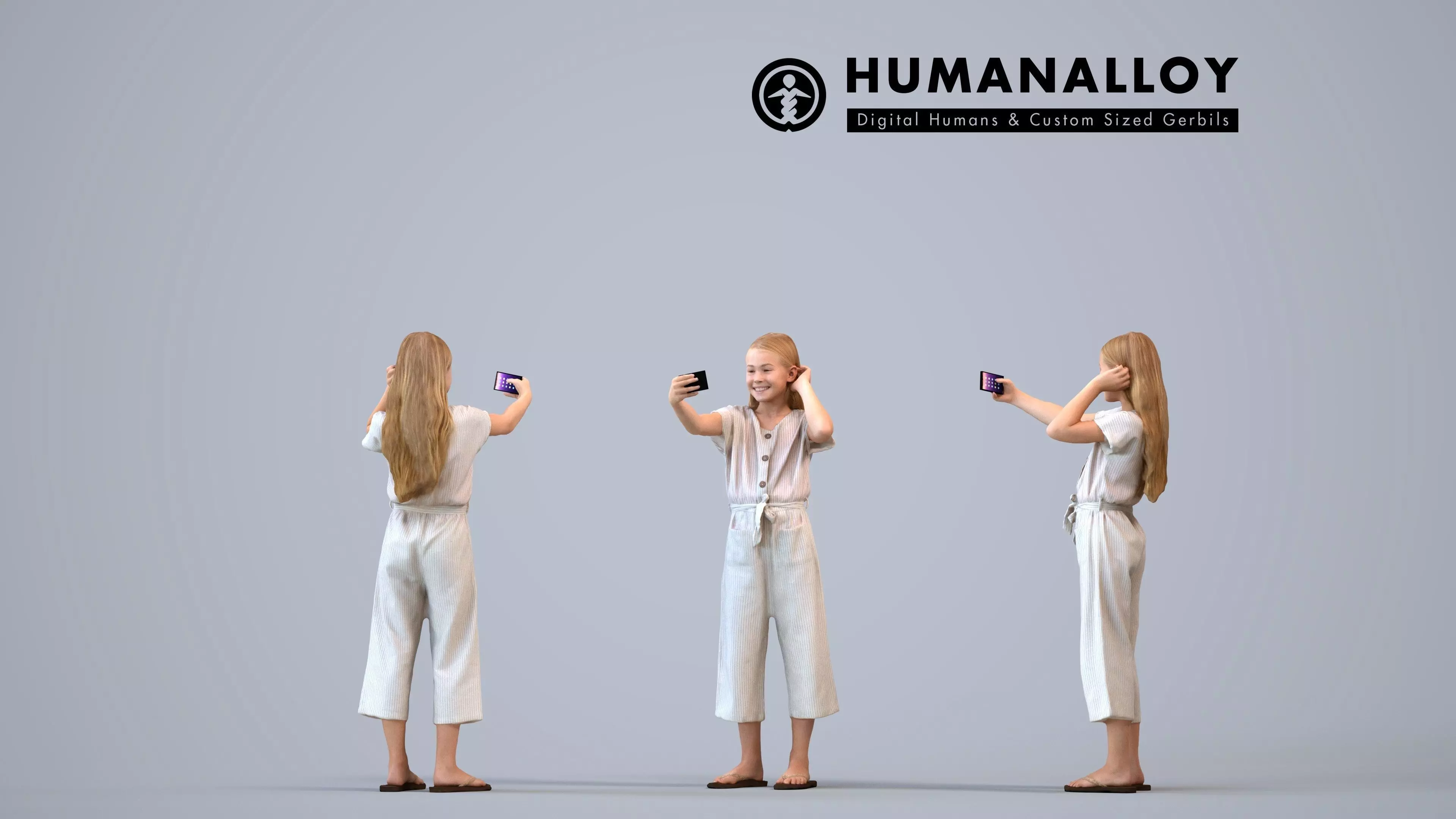 00449Bailey013 - Teen Caucasian female taking photo with 3D model