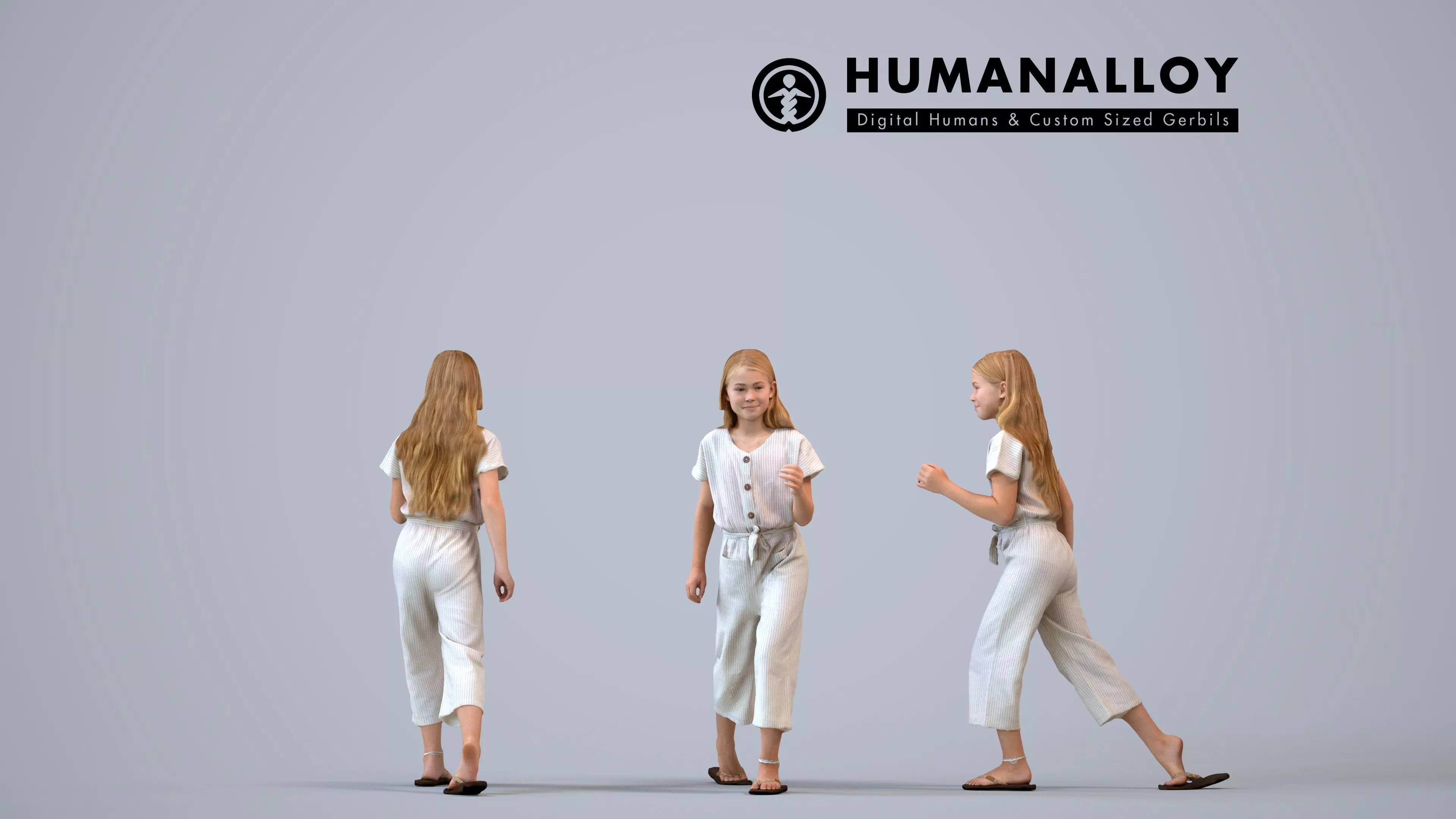00449Bailey014 - Teen Caucasian female walking through public 3D model