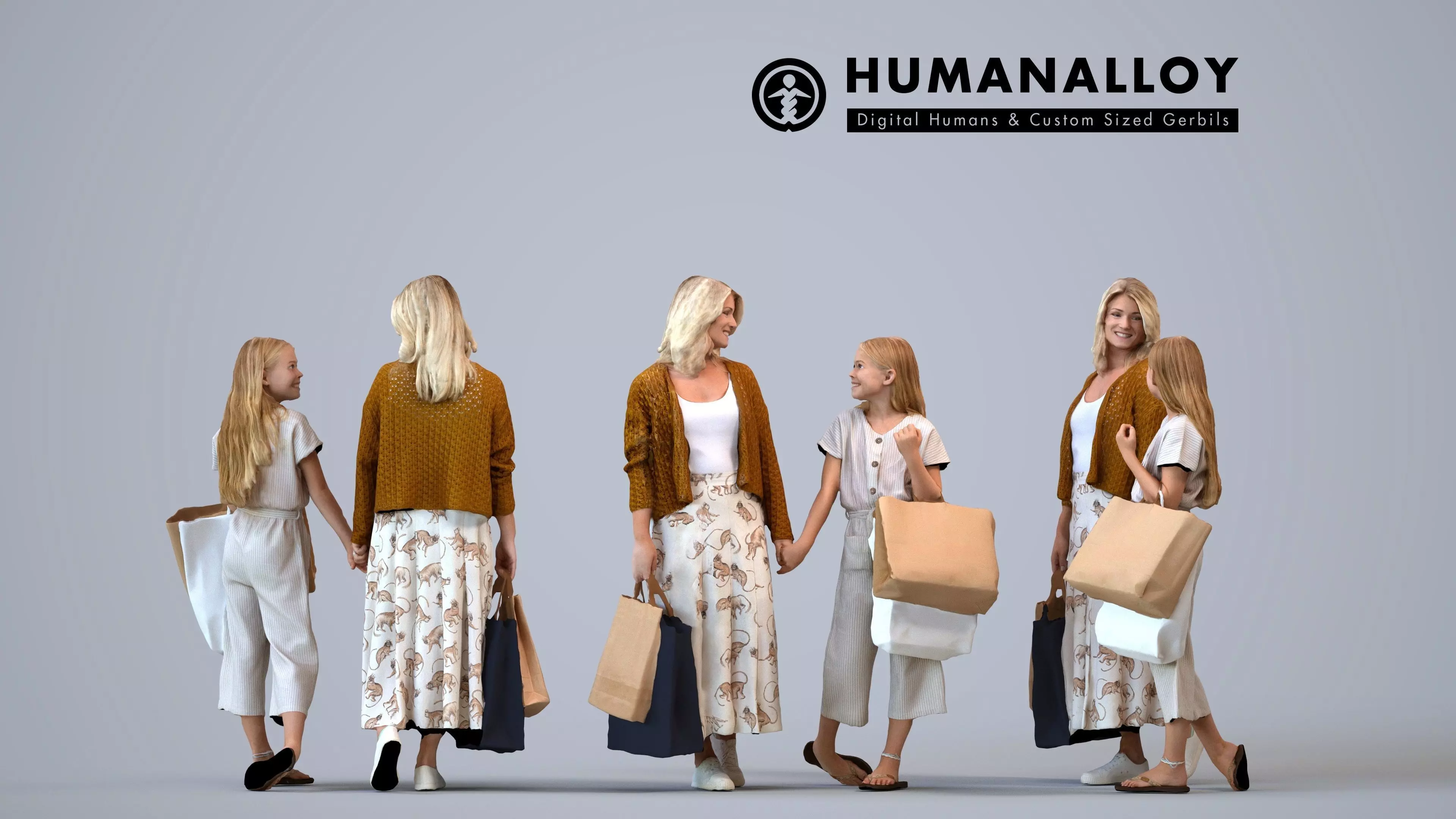 00451Kyrsten002 - Adult Caucasian woman shopping with bag in 3D model