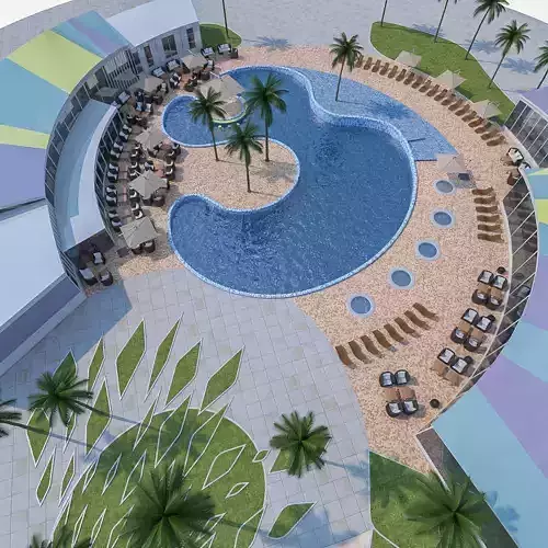 Outdoor Spa Pool Low-poly 3D model
