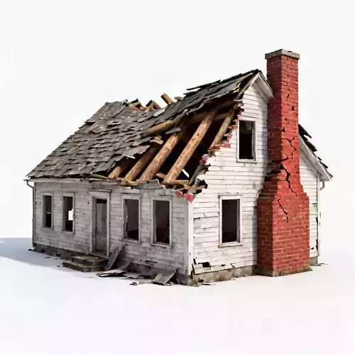 Destroyed Cape Cod House 3D Model 3D Model
