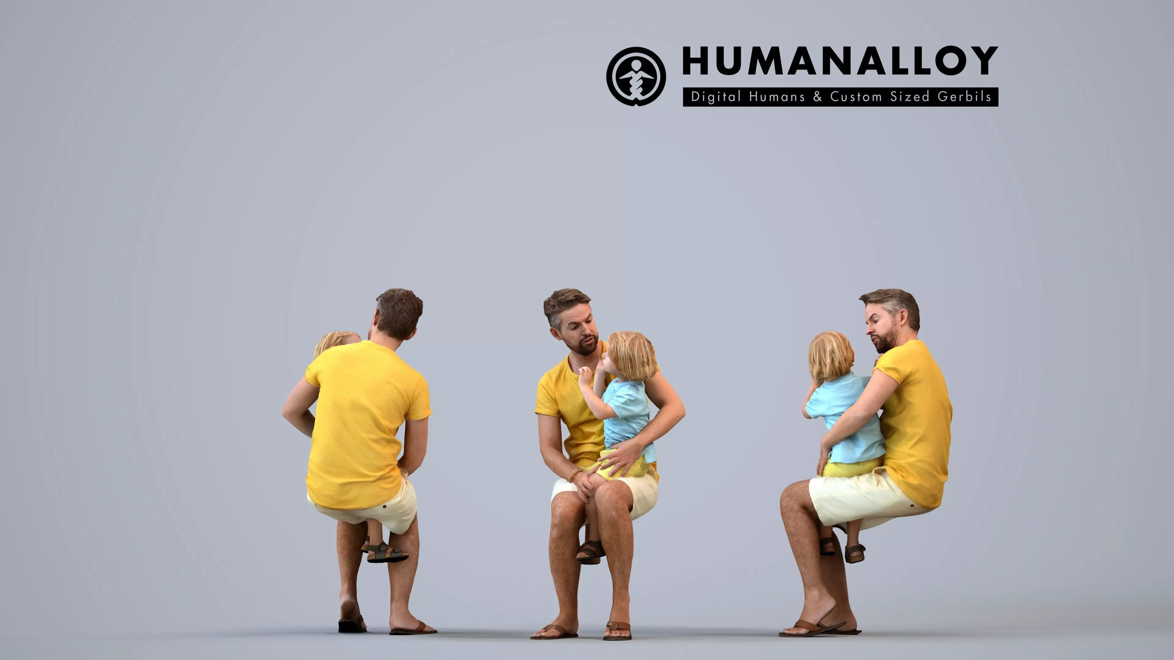 00456Nickolas013 - Adult Caucasian man sitting casually with 3D model