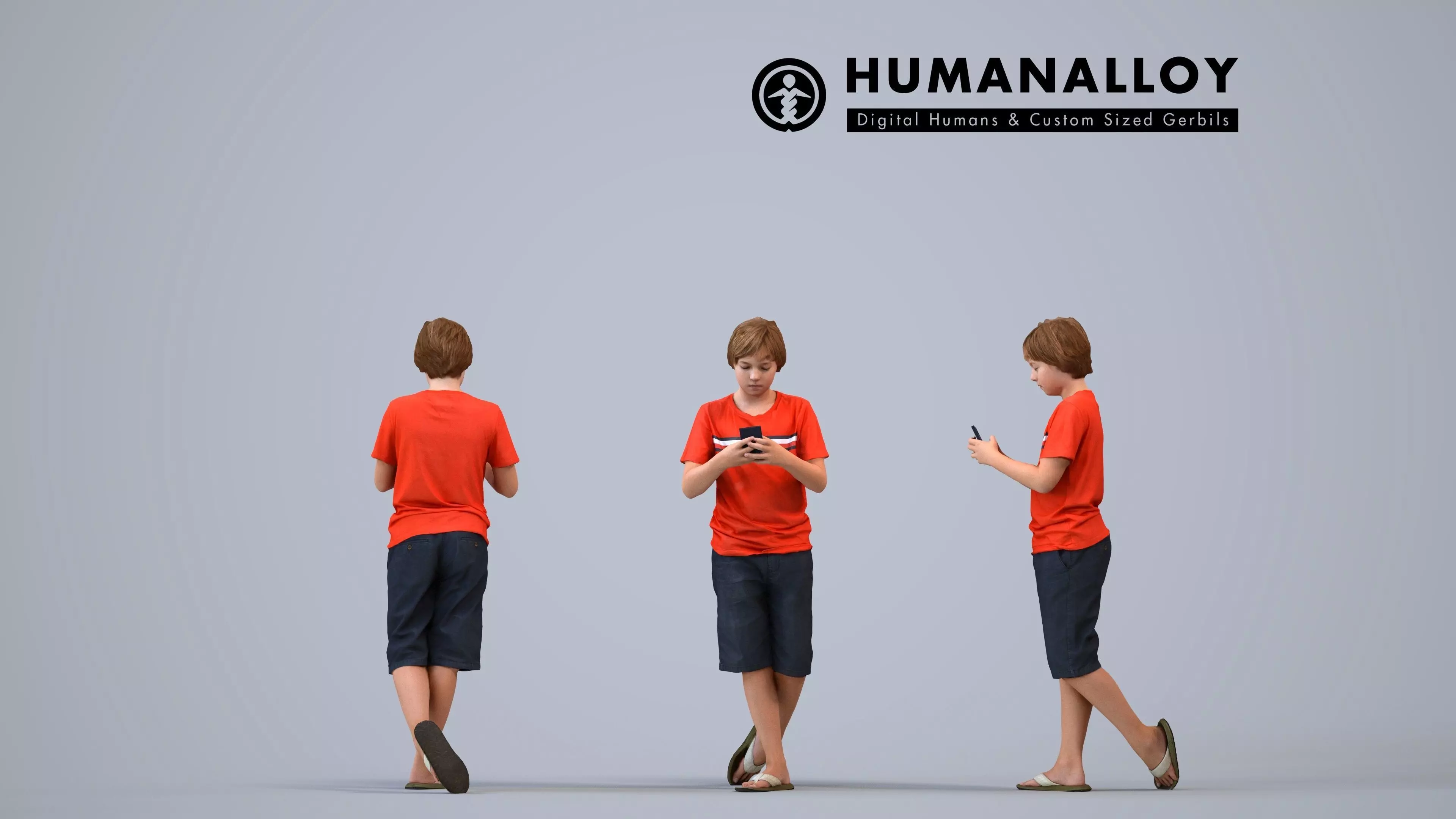 00458Brady007 - Teen Caucasian boy using smartphone in casual 3D model