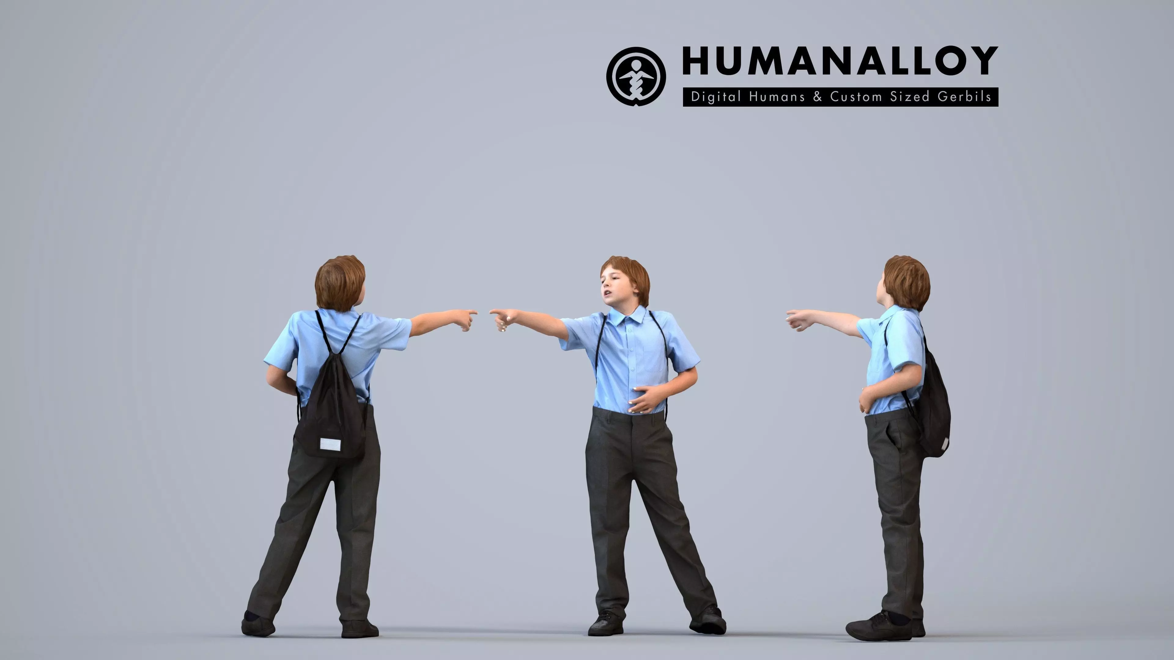 00460Brady005 - Teen Caucasian male standing at school with bag 3D model