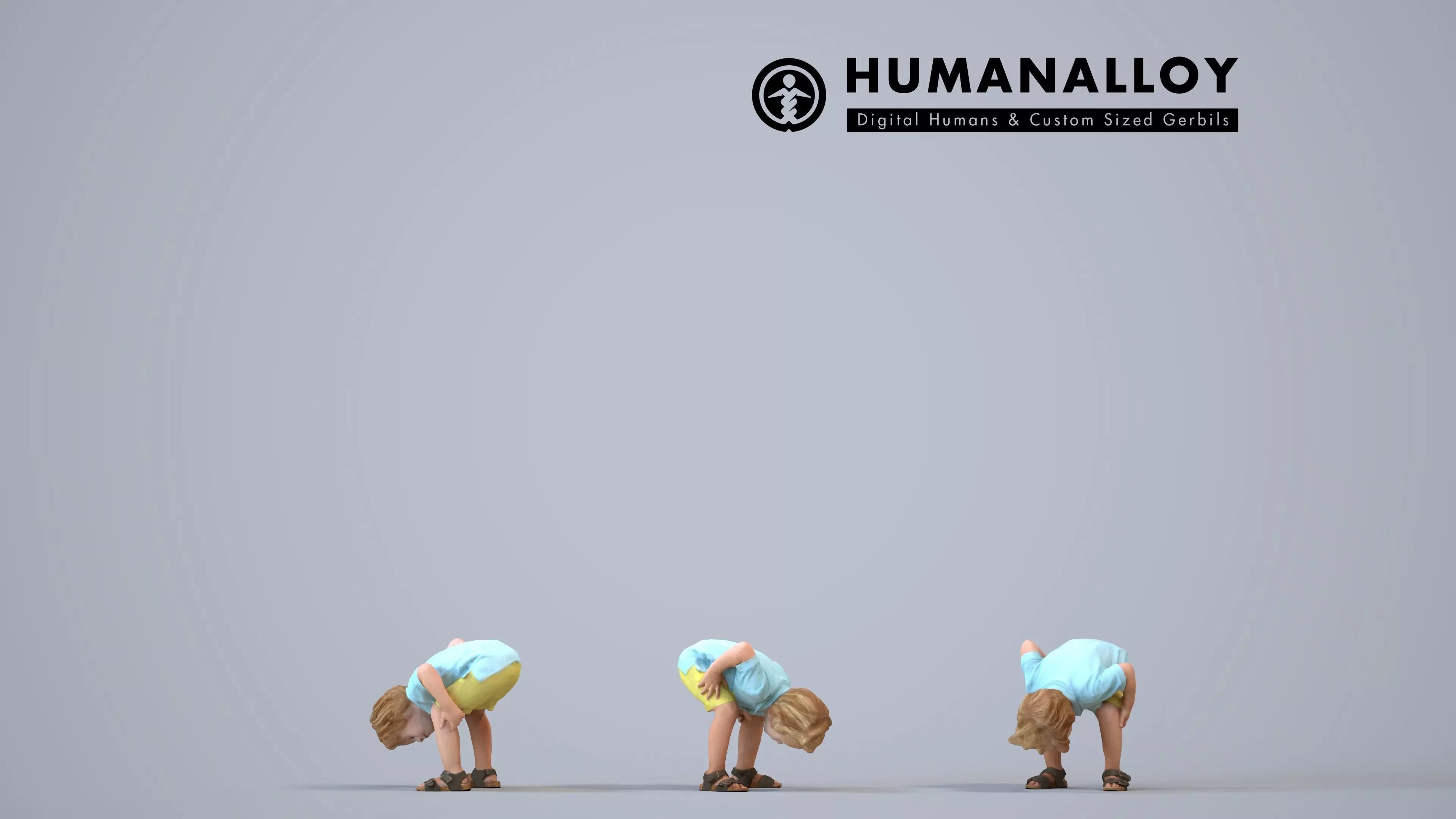 00461Baily020 - Young Caucasian boy crouching and playing in 3D model