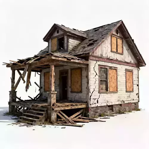 Ruined Craftsman Bungalow 3D Model 3D Model