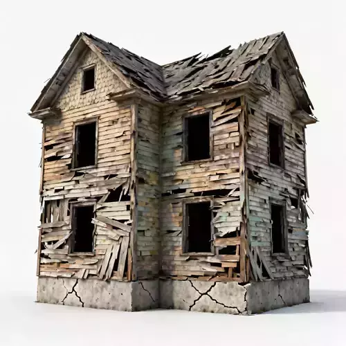 Wrecked American Foursquare House 3D Model 3D Model