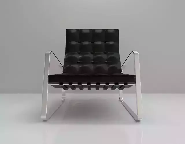 Chair 3d model leather lounge with chrome legs