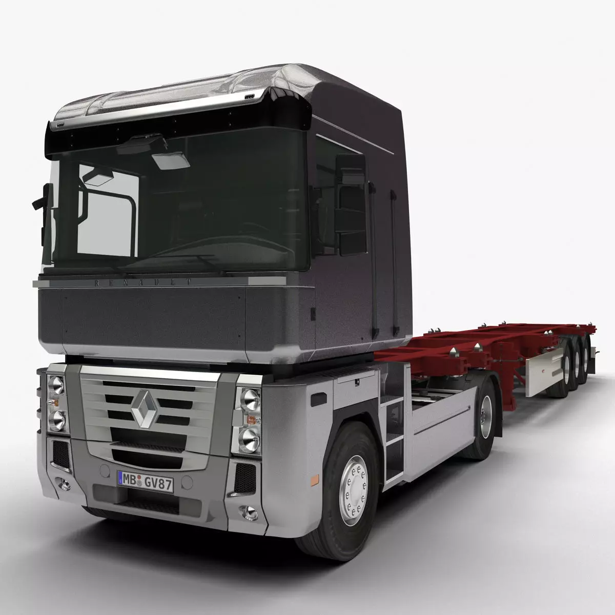 Renault Magnum and Container Trailer 3D model | CGTrader